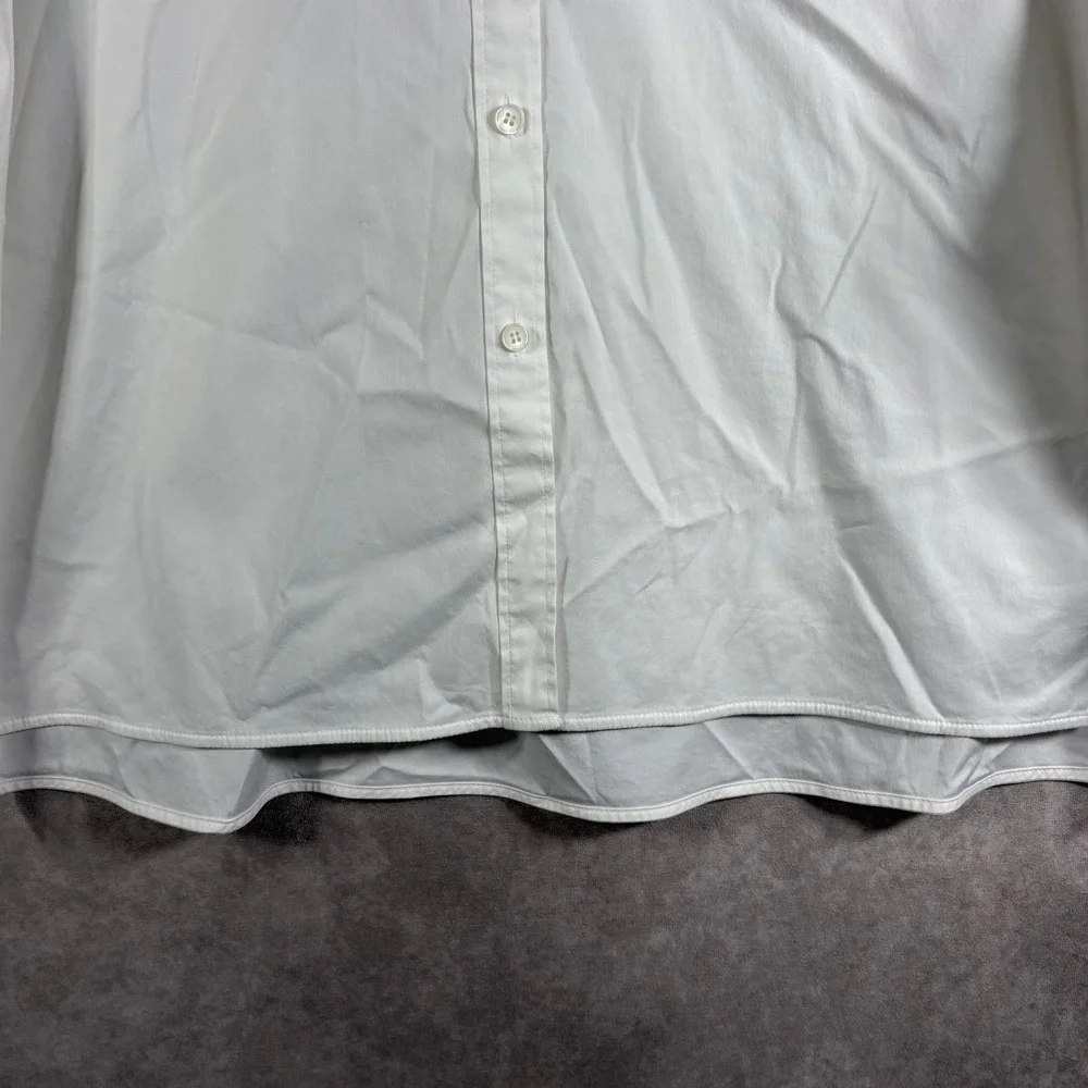 Lafayette 148 Button Down Shirt Womens‎ Small White Beaded Trim Long Sleeve Top - Picture 3 of 10